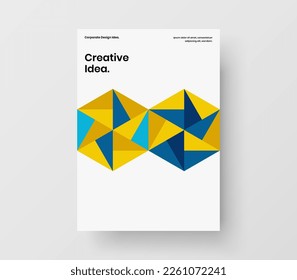Increíble ilustración vectorial de diseño de presentación. Plantilla de portada del catálogo de hexágonos de mosaico multicolor.