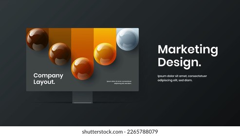 Amazing presentation vector design layout. Bright computer display mockup website illustration.