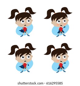 amazing pretty cute beautiful young little woman superhero cartoon in classic pose