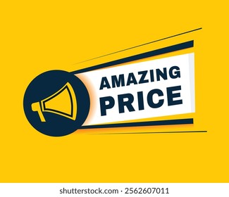 Amazing price banner element with megaphone. vector design flat type.