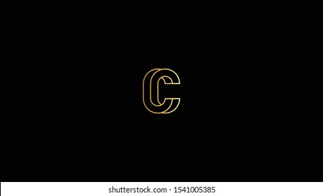 Amazing professional elegant minimal artistic black and gold color CC C initial based Alphabet icon logo.