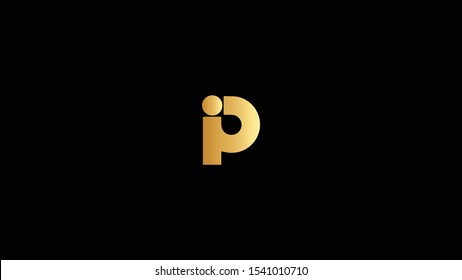 Amazing professional elegant minimal artistic black and gold color IP PI initial based Alphabet icon logo.