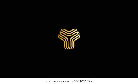 Amazing professional elegant minimal artistic black and gold color Y YY wavy initial based Alphabet icon logo.