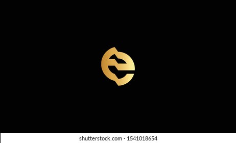 Amazing professional elegant minimal artistic black and gold color E EE curved initial based Alphabet icon logo.