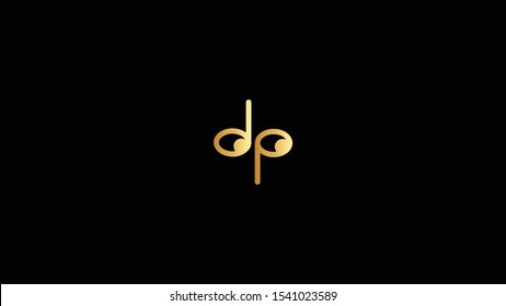 Amazing professional elegant minimal artistic black and gold color DP D P initial based Alphabet icon logo.