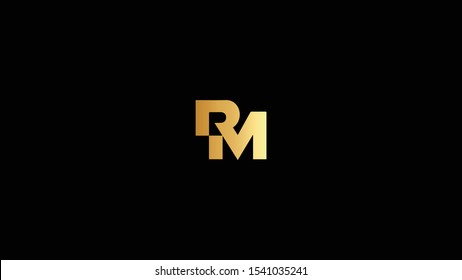 Amazing professional elegant minimal artistic black and gold color RM initial based Alphabet icon logo.