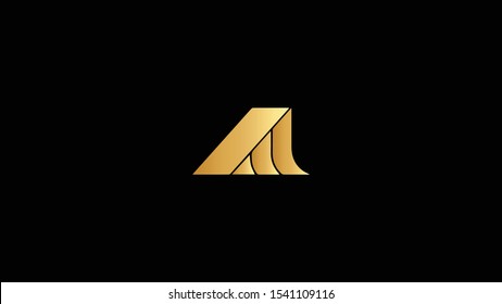 Amazing professional elegant minimal artistic black and gold color A AM initial based Alphabet icon logo.