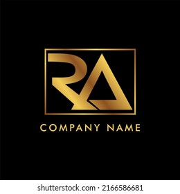 Amazing professional elegant trendy awesome artistic luxury gold color elegant initial RA based logo Alphabet icon