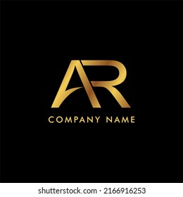 Amazing professional elegant trendy awesome artistic luxury gold color elegant initial RA AR based logo Alphabet icon