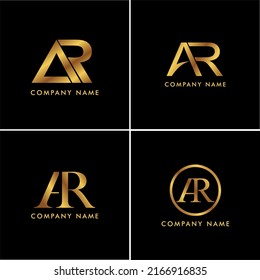 Amazing professional elegant trendy awesome artistic luxury gold color elegant set initial RA AR based logo Alphabet icon