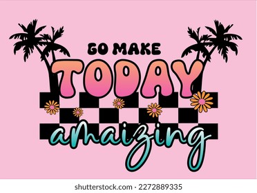 Amazing  quote slogan with daisy on checkered print vector