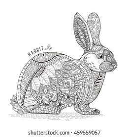 Amazing rabbit head coloring page in exquisite style