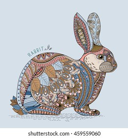 Amazing rabbit head coloring page in exquisite style