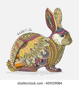 Amazing rabbit head coloring page in exquisite style