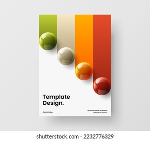 Amazing realistic balls corporate brochure layout. Vivid journal cover A4 design vector concept.