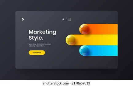Amazing realistic balls front page template. Minimalistic pamphlet design vector concept.