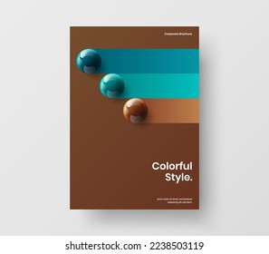 Amazing realistic balls front page layout. Geometric company identity A4 vector design illustration.