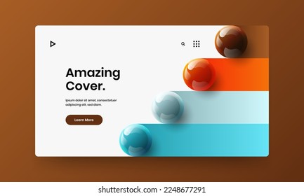 Amazing realistic balls leaflet illustration. Colorful corporate brochure vector design template.