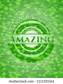  Amazing realistic green emblem. Mosaic background