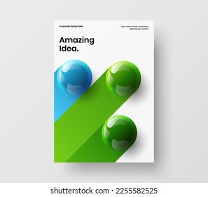 Amazing realistic spheres banner concept. Isolated postcard A4 vector design layout.