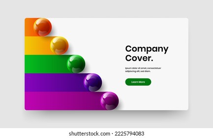 Amazing realistic spheres catalog cover template. Original annual report vector design illustration.