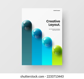 Amazing realistic spheres presentation layout. Multicolored journal cover design vector illustration.