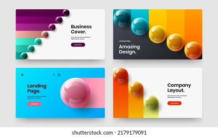 Amazing realistic spheres presentation template bundle. Geometric corporate identity vector design concept set.