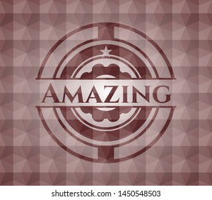 Amazing red seamless badge with geometric pattern.