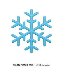 Amazing rounded blue ice snowflake with decorative ornamental glossy surface 3d vector illustration. Realistic snow Christmas winter traditional element circle shape classic glossy element isolated