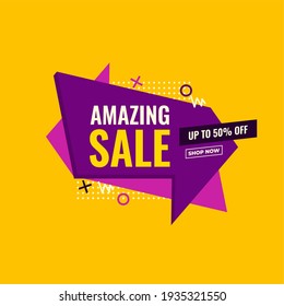 amazing sale yellow and purple abstract sale banner promotion shop now