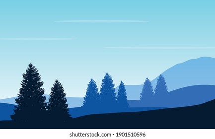 Amazing scenery in the morning on the city edge. Vector illustration