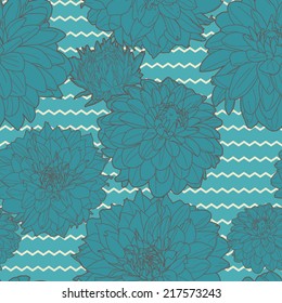 Amazing seamless blue aster pattern