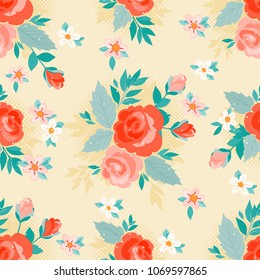 Impresionante estampado floral sin fisuras con flores coloridas y hojas en un fondo azul. La elegante plantilla para las impresiones de moda. Fondo floral moderno. Estilo folk.
