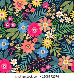 Amazing Seamless Floral Pattern Bright Colorful Stock Vector (Royalty ...