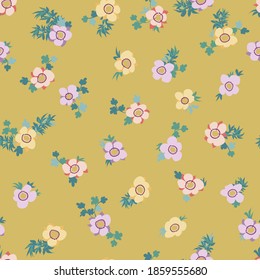 Amazing seamless floral pattern with bright colorful small flowers. Folk style millefleurs. Elegant template for fashion prints. 
