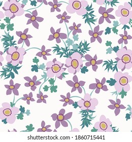 Amazing seamless floral pattern with bright colorful small flowers. Folk style millefleurs. Elegant template for fashion prints. 