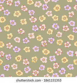 Amazing seamless floral pattern with bright colorful small flowers. Folk style millefleurs. Elegant template for fashion prints. 