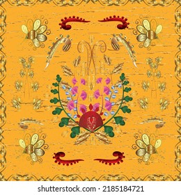 Amazing seamless floral pattern with bright colorful flowers and leaves on a pleasant colors. The elegant the template for fashion prints. Modern floral background. Folk style. 