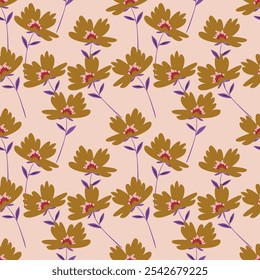 Amazing seamless floral pattern with bright colorful small flowers