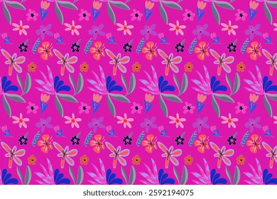 Amazing seamless floral pattern with bright colorful small flowers.