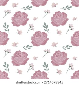 Increíble patrón floral sin fisuras con brillantes flores de colores y hojas de Vector