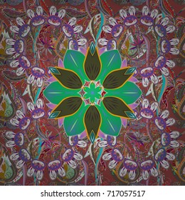 Amazing seamless floral pattern with bright colorful flowers and leaves on a pink, brown and green colors. Folk style. The elegant the template for fashion prints. Modern floral background.