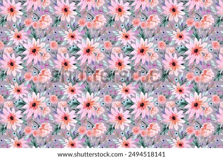 Amazing seamless floral pattern with bright colorful small flowers.