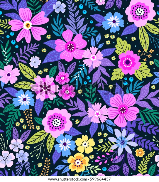 Amazing Seamless Floral Pattern Bright Colorful Stock ...