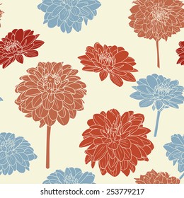 Amazing seamless floral vintage japanese white-blue pattern