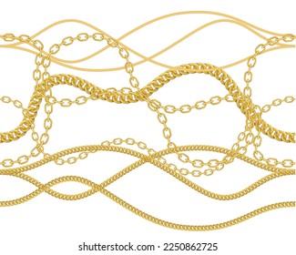 Amazing seamless gold chains on a white background