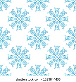 
Amazing seamless pattern of cute snowflakes on a white background. Winter elements in a flat style for cards, wrapping paper, fabric, wallpaper and more. Stock vector illustration for design