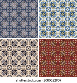Un patrón asombroso sin fisuras. Cuatro soluciones de color. Ilustración vectorial para impresión, tela, cubierta, embalaje, decoración interior, decoración de blogs y otros proyectos.