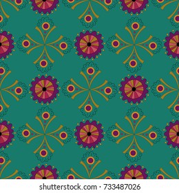Amazing seamless pattern a green background. 