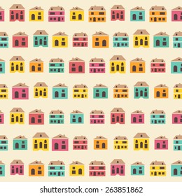 Amazing seamless vintage pretty town pattern